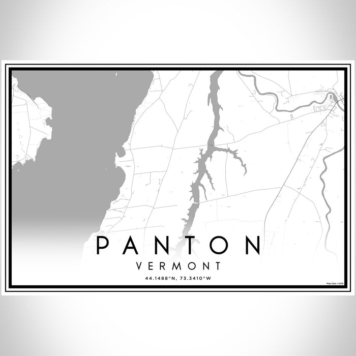 Panton Vermont Map Print Landscape Orientation in Classic Style With Shaded Background