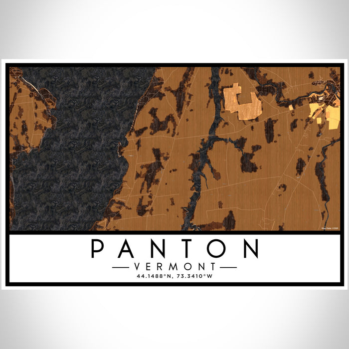 Panton Vermont Map Print Landscape Orientation in Ember Style With Shaded Background