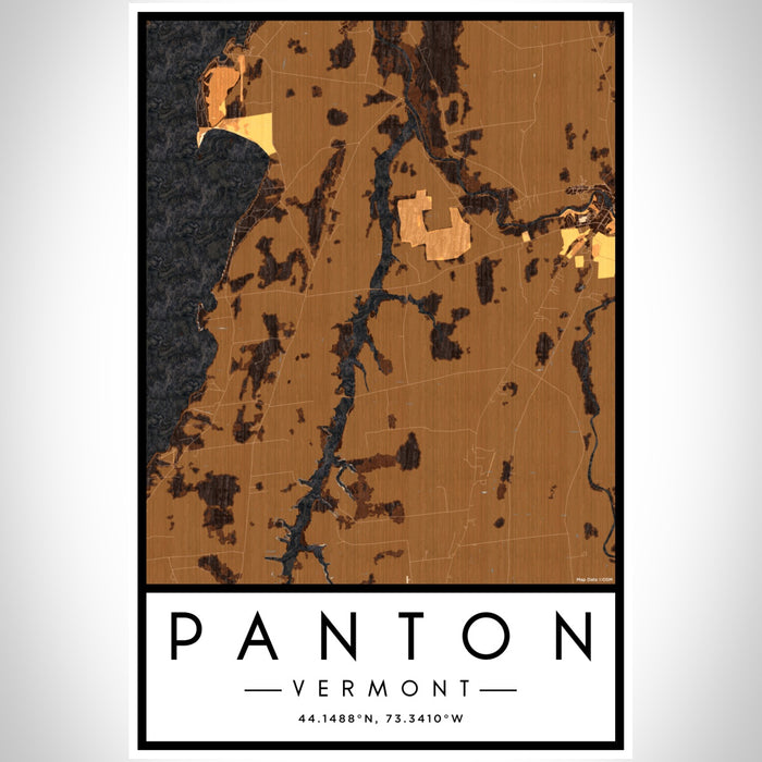 Panton Vermont Map Print Portrait Orientation in Ember Style With Shaded Background