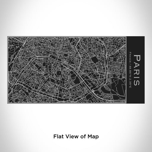 Rendered View of Paris France Map Engraving on 17oz Stainless Steel Insulated Cola Bottle in Black