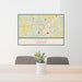 24x36 Paris Tennessee Map Print Lanscape Orientation in Woodblock Style Behind 2 Chairs Table and Potted Plant