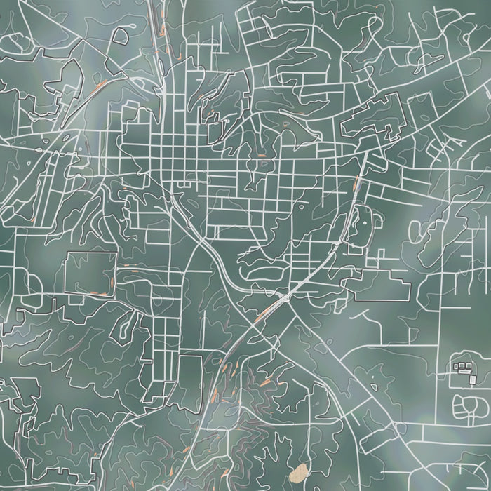 Paris Tennessee Map Print in Afternoon Style Zoomed In Close Up Showing Details