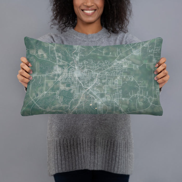 Person holding 20x12 Custom Paris Tennessee Map Throw Pillow in Afternoon