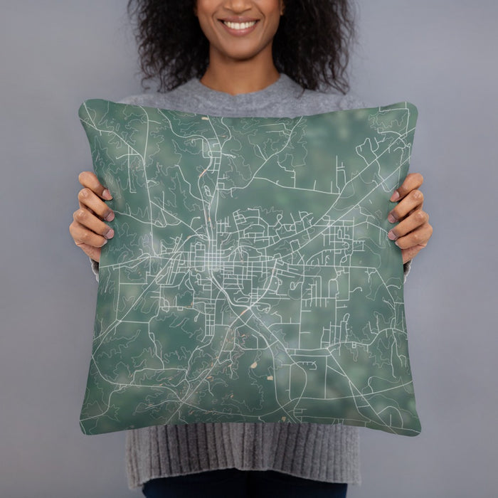 Person holding 18x18 Custom Paris Tennessee Map Throw Pillow in Afternoon