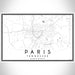 Paris Tennessee Map Print Landscape Orientation in Classic Style With Shaded Background