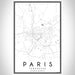 Paris Tennessee Map Print Portrait Orientation in Classic Style With Shaded Background