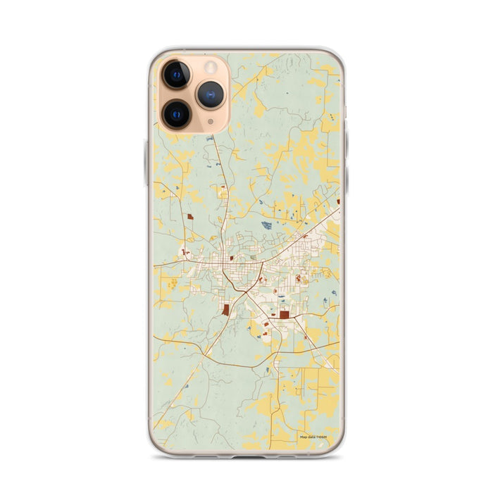 Custom iPhone 11 Pro Max Paris Tennessee Map Phone Case in Woodblock