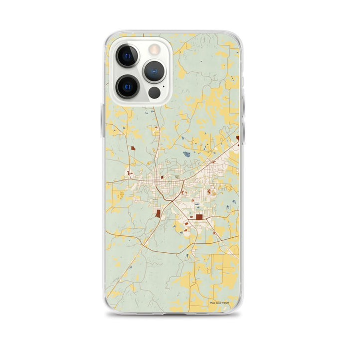 Custom iPhone 12 Pro Max Paris Tennessee Map Phone Case in Woodblock