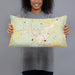 Person holding 20x12 Custom Paris Tennessee Map Throw Pillow in Woodblock