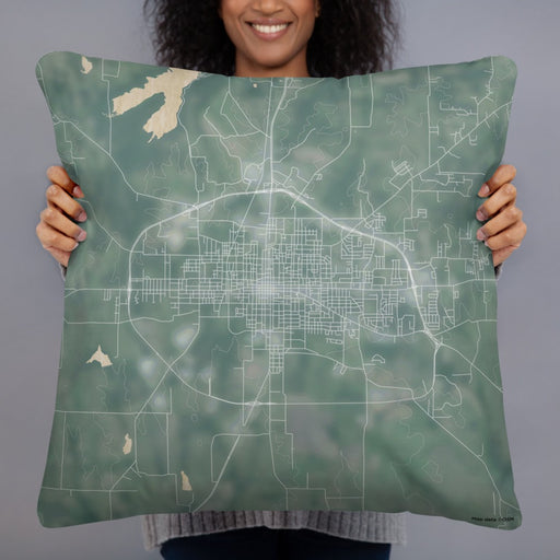 Person holding 22x22 Custom Paris Texas Map Throw Pillow in Afternoon