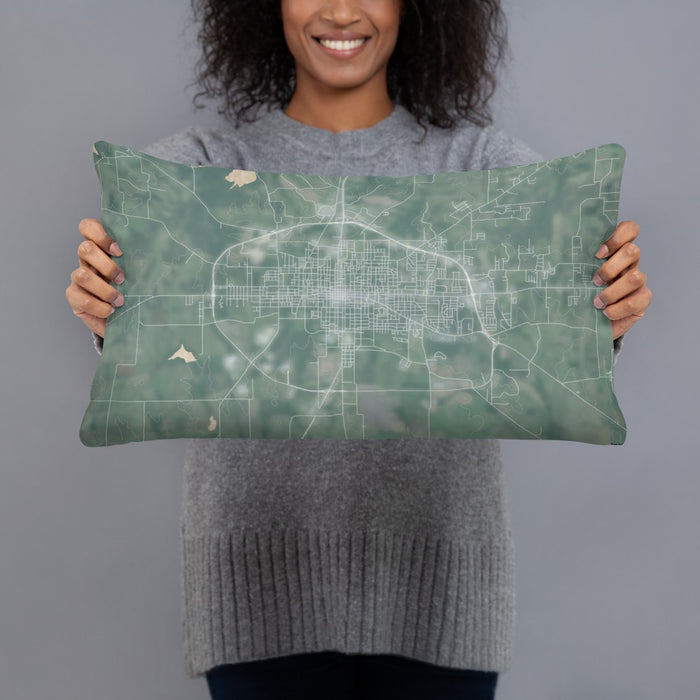 Person holding 20x12 Custom Paris Texas Map Throw Pillow in Afternoon