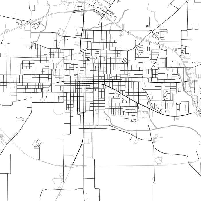 Paris Texas Map Print in Classic Style Zoomed In Close Up Showing Details