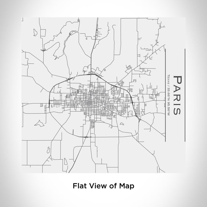 Rendered View of Paris Texas Map Engraving on 17oz Stainless Steel Insulated Tumbler in White