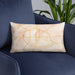Custom Paris Texas Map Throw Pillow in Watercolor on Blue Colored Chair