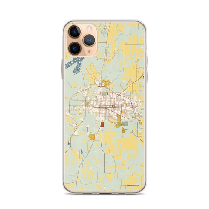 Custom iPhone 11 Pro Max Paris Texas Map Phone Case in Woodblock