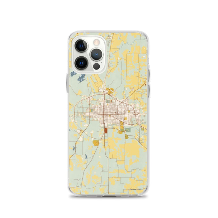 Custom iPhone 12 Pro Paris Texas Map Phone Case in Woodblock