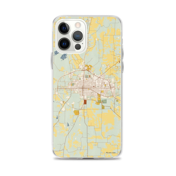 Custom iPhone 12 Pro Max Paris Texas Map Phone Case in Woodblock