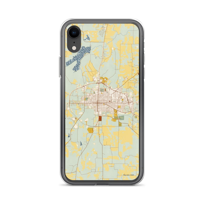 Custom iPhone XR Paris Texas Map Phone Case in Woodblock