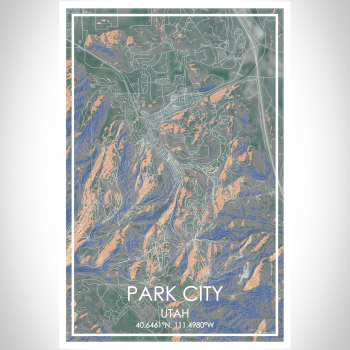 Park City Utah Map Print Portrait Orientation in Afternoon Style With Shaded Background