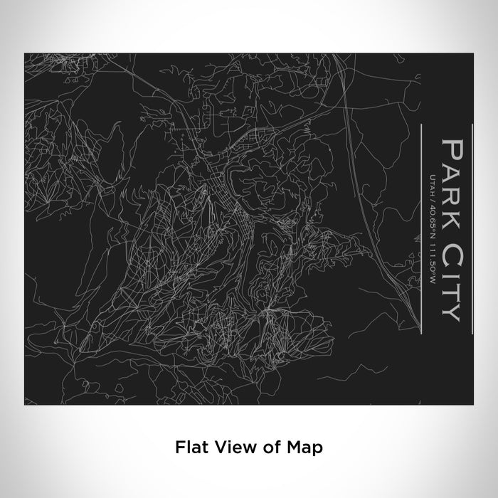 Rendered View of Park City Utah Map Engraving on 20oz Stainless Steel Insulated Bottle with Bamboo Top in Black