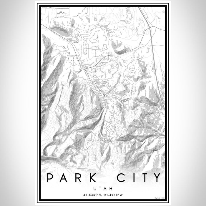 Park City Utah Map Print Portrait Orientation in Classic Style With Shaded Background
