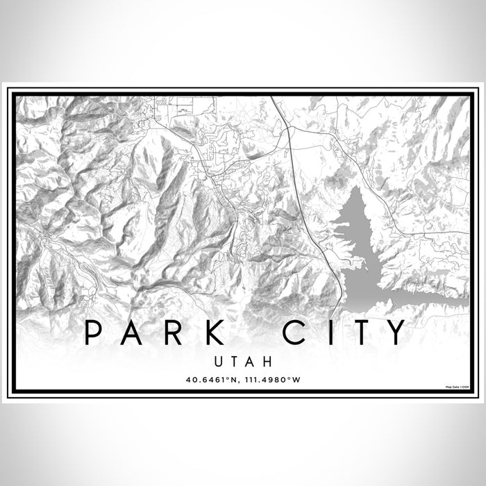 Park City Utah Map Print Landscape Orientation in Classic Style With Shaded Background