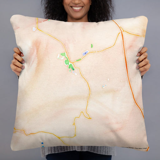 Person holding 22x22 Custom Park City Utah Map Throw Pillow in Watercolor