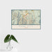 16x24 Park City Utah Map Print Landscape Orientation in Woodblock Style With Tropical Plant Leaves in Water