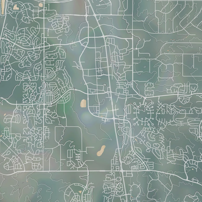 Parker Colorado Map Print in Afternoon Style Zoomed In Close Up Showing Details