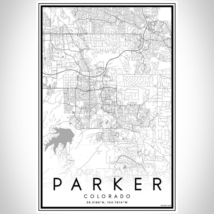 Parker Colorado Map Print Portrait Orientation in Classic Style With Shaded Background