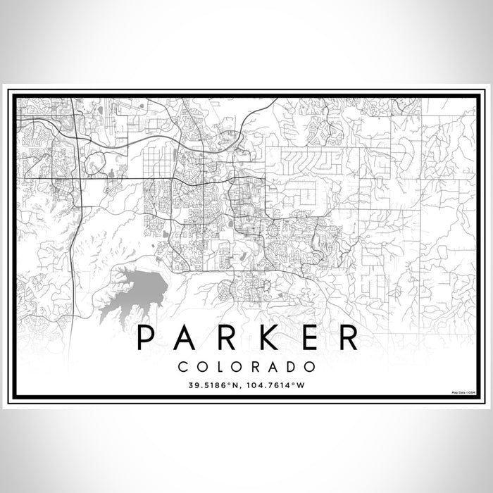 Parker Colorado Map Print Landscape Orientation in Classic Style With Shaded Background