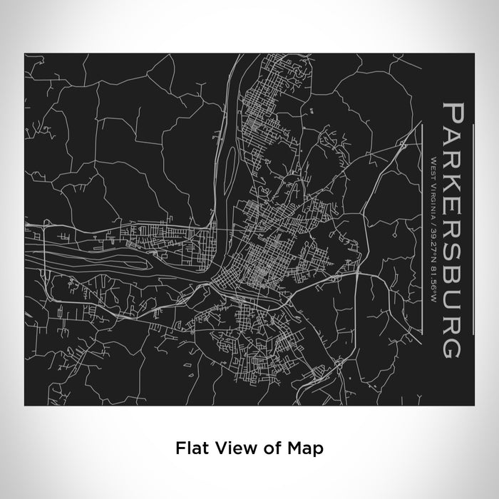 Rendered View of Parkersburg West Virginia Map Engraving on 20oz Stainless Steel Insulated Bottle with Bamboo Top in Black