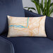 Custom Parkersburg West Virginia Map Throw Pillow in Watercolor on Blue Colored Chair