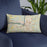 Custom Parkersburg West Virginia Map Throw Pillow in Woodblock on Blue Colored Chair
