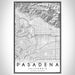 Pasadena California Map Print Portrait Orientation in Classic Style With Shaded Background