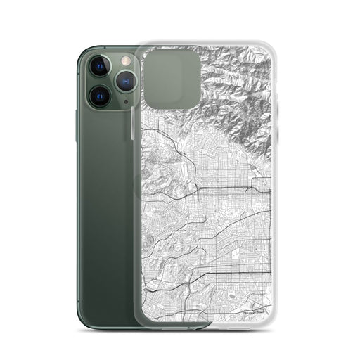 Custom Pasadena California Map Phone Case in Classic on Table with Laptop and Plant