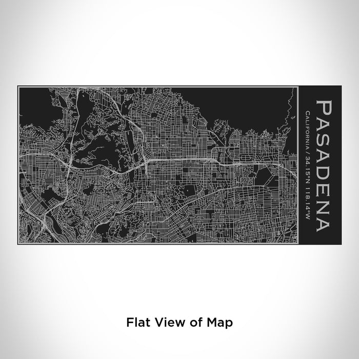 Rendered View of Pasadena California Map Engraving on 17oz Stainless Steel Insulated Cola Bottle in Black