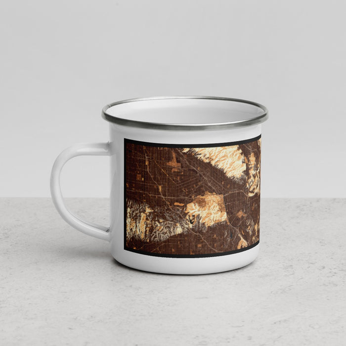 Left View Custom Pasadena California Map Enamel Mug in Ember