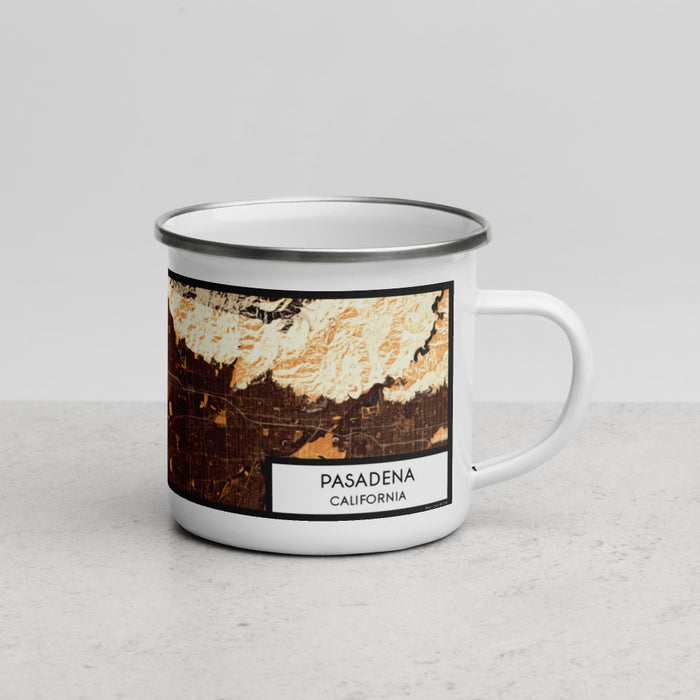 Right View Custom Pasadena California Map Enamel Mug in Ember