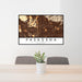 24x36 Pasadena California Map Print Landscape Orientation in Ember Style Behind 2 Chairs Table and Potted Plant