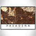 Pasadena California Map Print Landscape Orientation in Ember Style With Shaded Background