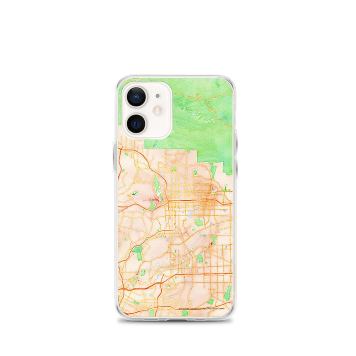 Custom Pasadena California Map iPhone 12 mini Phone Case in Watercolor