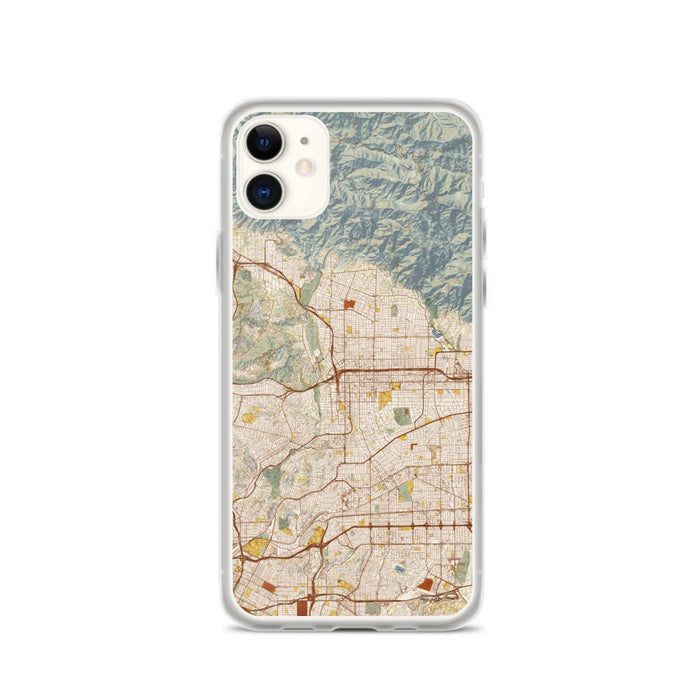 Custom Pasadena California Map Phone Case in Woodblock