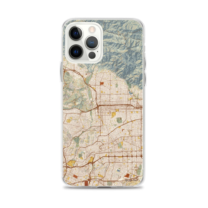 Custom Pasadena California Map iPhone 12 Pro Max Phone Case in Woodblock