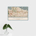 16x24 Pasadena California Map Print Landscape Orientation in Woodblock Style With Tropical Plant Leaves in Water