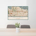 24x36 Pasadena California Map Print Landscape Orientation in Woodblock Style Behind 2 Chairs Table and Potted Plant