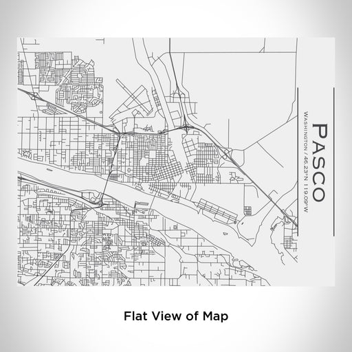 Rendered View of Pasco Washington Map Engraving on 20oz Stainless Steel Insulated Bottle with Bamboo Top in White