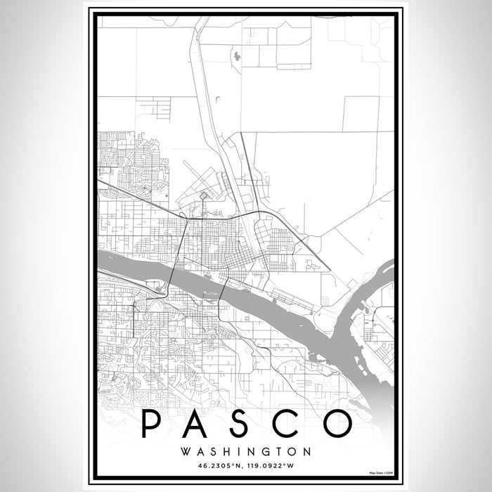Pasco Washington Map Print Portrait Orientation in Classic Style With Shaded Background