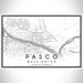 Pasco Washington Map Print Landscape Orientation in Classic Style With Shaded Background