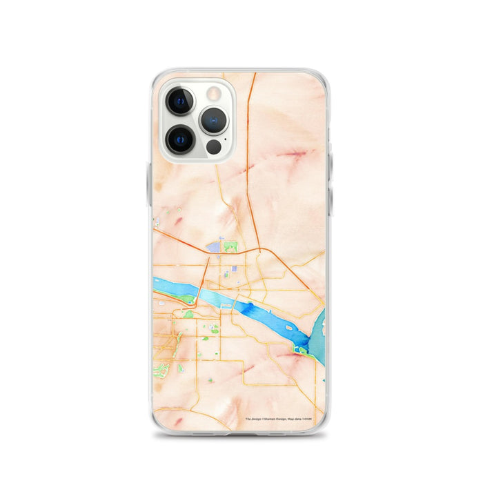 Custom Pasco Washington Map iPhone 12 Pro Phone Case in Watercolor